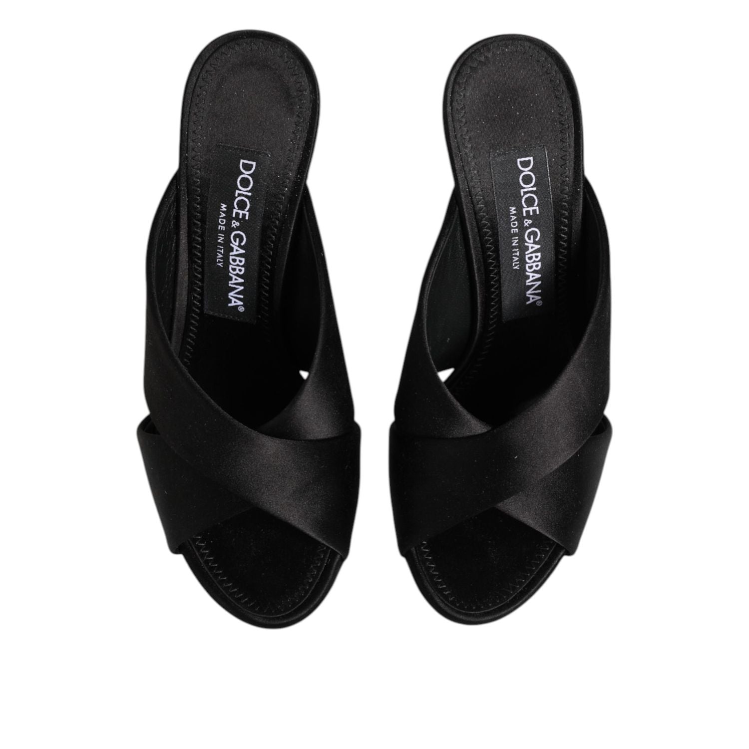 Dolce & Gabbana Black Logo KEIRA Satin Slides Sandals Shoes