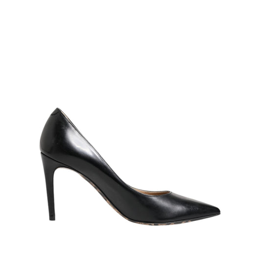 Dolce & Gabbana Black Calf Leather Stiletto Heels Pumps Shoes LA12788-37.5