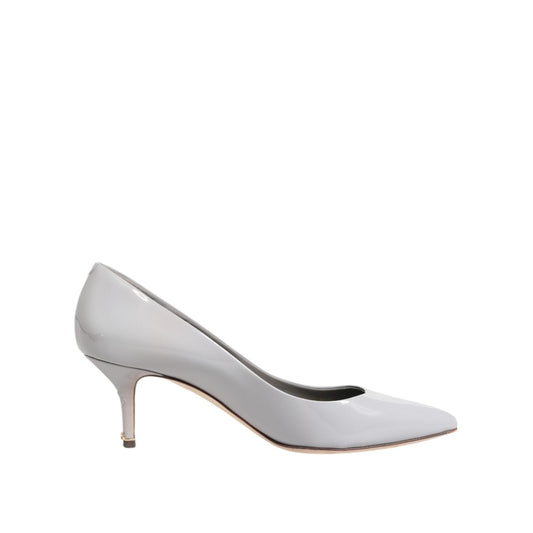 Dolce & Gabbana Light Gray Leather Kitten Heels Pumps Shoes LA12794-39