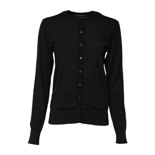 Dolce & Gabbana Black Wool Knit Round Neck Cardigan Sweater TSH90729-42