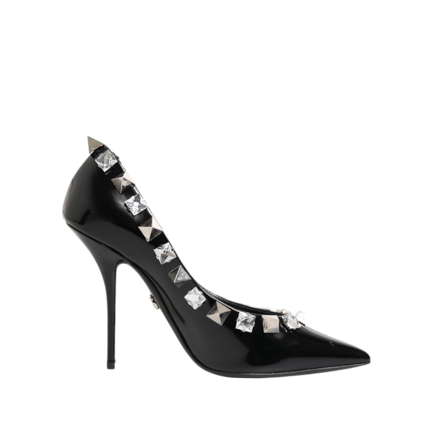 Dolce & Gabbana Black Crystals Studs Stiletto Pumps Shoes