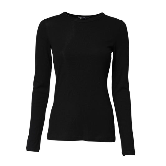 Dolce & Gabbana Black Cotton Knit Round Neck Long Sleeves T-shirt TSH90733-2