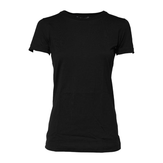 Dolce & Gabbana Black Short Sleeves Crew Neck Top T-shirt TSH90740-38