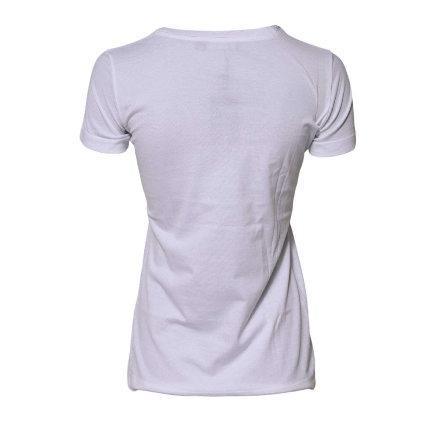 Dolce & Gabbana White Cotton Crew Neck Short Sleeves T-shirt TSH90742-36