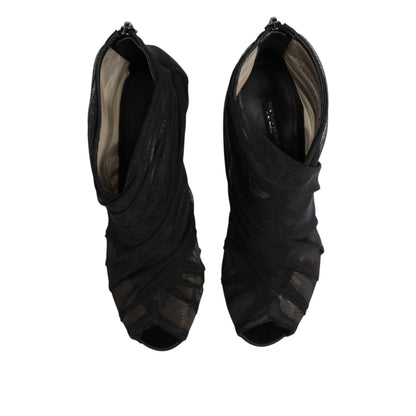 Dolce & Gabbana Black Mesh Stiletto Heels Ankle Boots Shoes