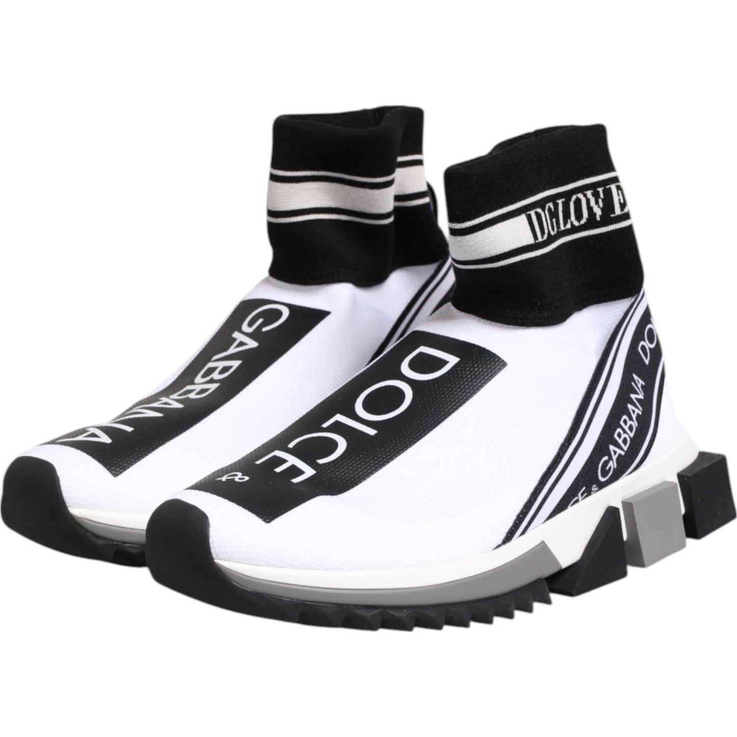 Dolce & Gabbana White Black Sorrento Socks Sneakers Shoes