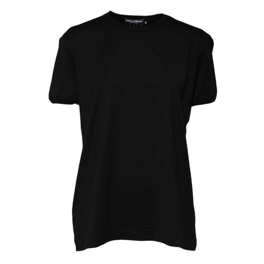 Dolce & Gabbana Black Cotton Goodluck Tee Crew Neck T-shirt TSH90702-46