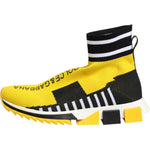 Dolce & Gabbana Yellow Black Sorrento Socks Sneakers Shoes LA12756-37.5