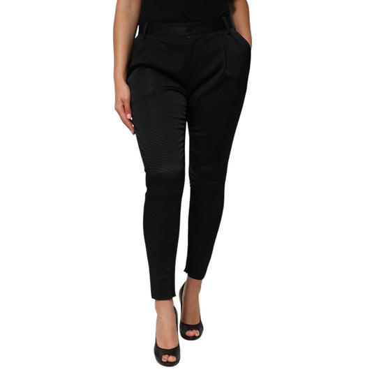 Dolce & Gabbana Black Acetate HighWaist Tapered Trouser Pants PAN76690-40