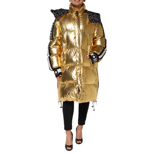 Dolce & Gabbana Gold Hooded Puffer Quilted Full Zip Jacket JKT41504-40