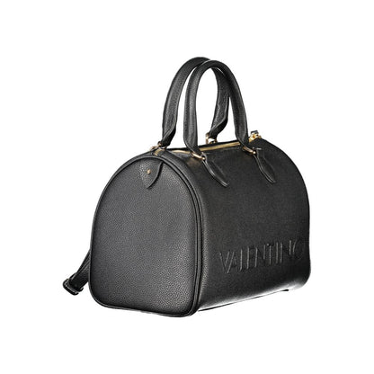 Mario Valentino Black Polyethylene Women Handbag with adjustable strap, showcasing luxury Italian design.