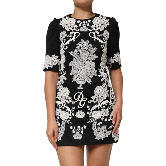 Dolce & Gabbana Black Lace Trim Short Sleeves A-line Dress DR81826-36