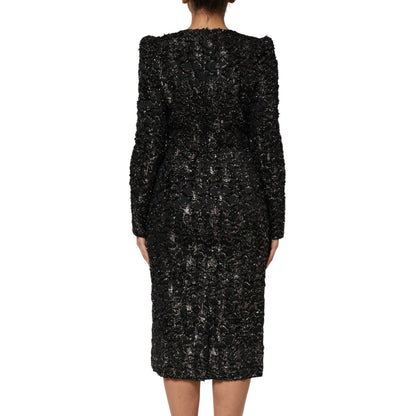Dolce & Gabbana Black Sequin Bouclé Tweed Sheath Dress