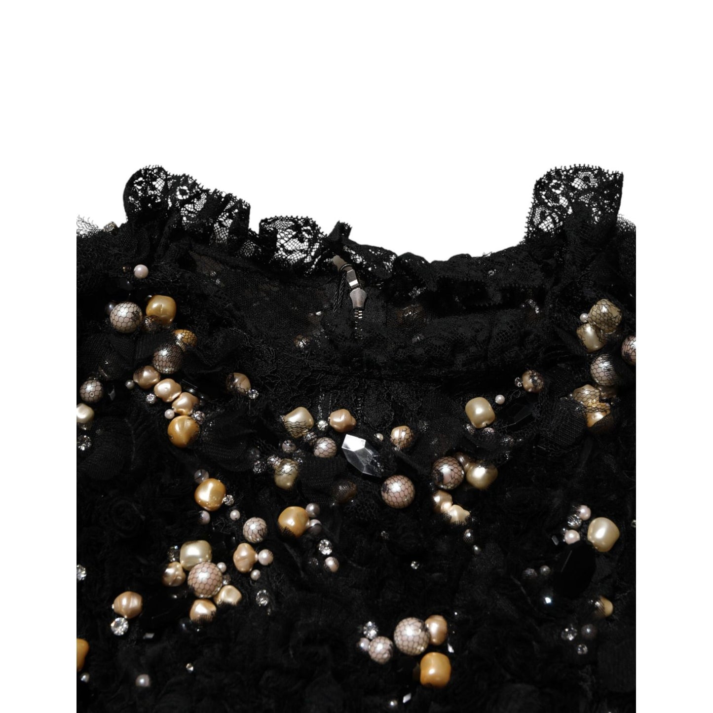 Dolce & Gabbana Black Viscose Pearl Embellishment Shift Dress