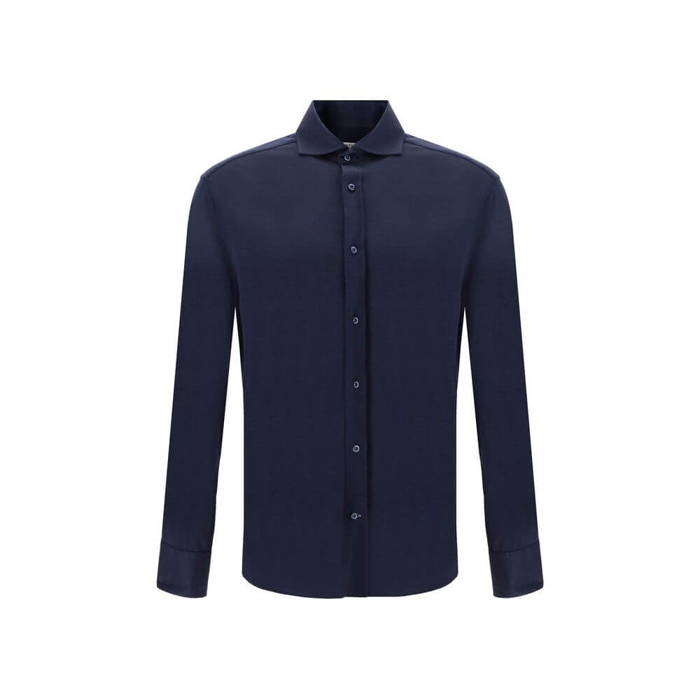 Brunello Cucinelli Blue Silk Shirt