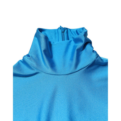 Dolce & Gabbana Blue Nylon Turtleneck Bodycon Jumpsuit  Dress