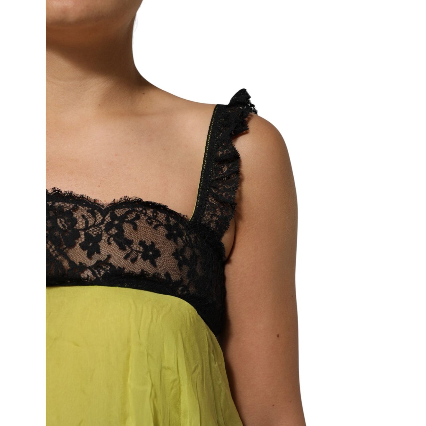 Dolce & Gabbana Yellow Black Babydoll Chemise Lingerie Dress