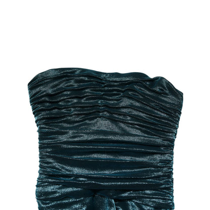 Dolce & Gabbana Green Silk Satin Fitted Strapless Dress