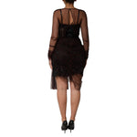 Dolce & Gabbana Black Lace Trim Long Sleeve Sheath Mini Dress DR81771-40