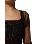 Dolce & Gabbana Black Lace Trim Long Sleeve Sheath Mini Dress DR81771-40