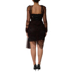 Dolce & Gabbana Black Lace Trim Long Sleeve Sheath Mini Dress DR81771-40