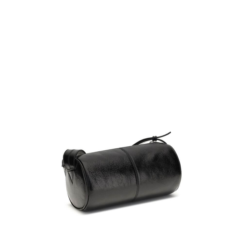 Zadig & Voltaire Black Leather Shoulder Bag with adjustable strap, silver details, and logo, made in glossy leather, versatile fashion accessory.