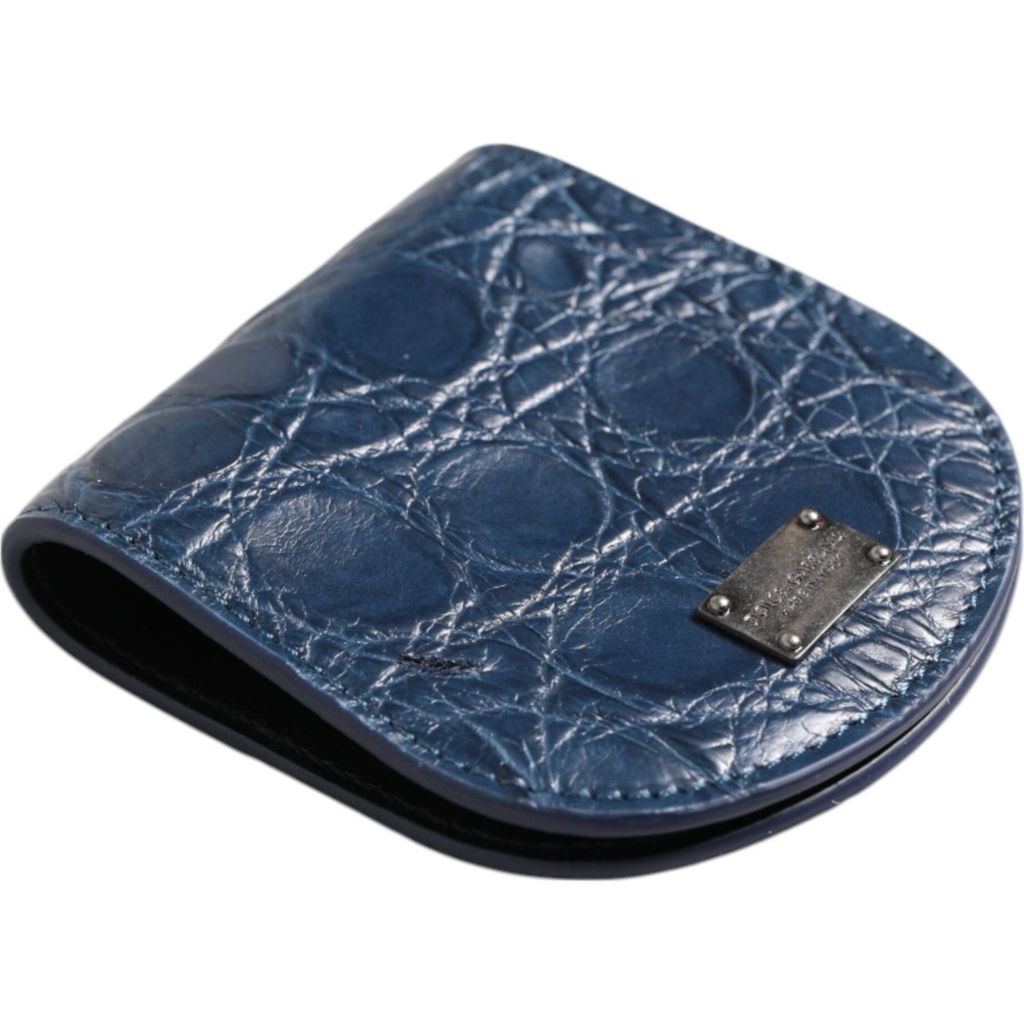 Dolce & Gabbana Blue Exotic Skin Coin Condom Case Holder Pocket Wallet