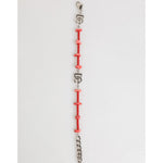 Dolce & Gabbana Silver Tone Brass Beaded Resin DG Logo Chain Men Bracelet SMY10725
