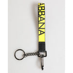 Dolce & Gabbana Yellow Logo Nylon Silver Brass Holder Keychain Keyring SMY11123