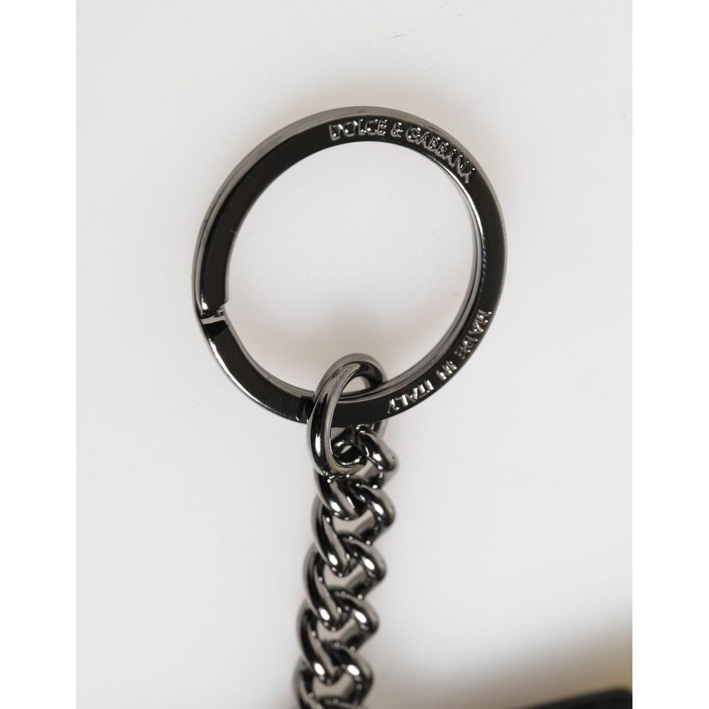 Dolce & Gabbana Yellow Logo Nylon Silver Brass Holder Keychain Keyring SMY11123