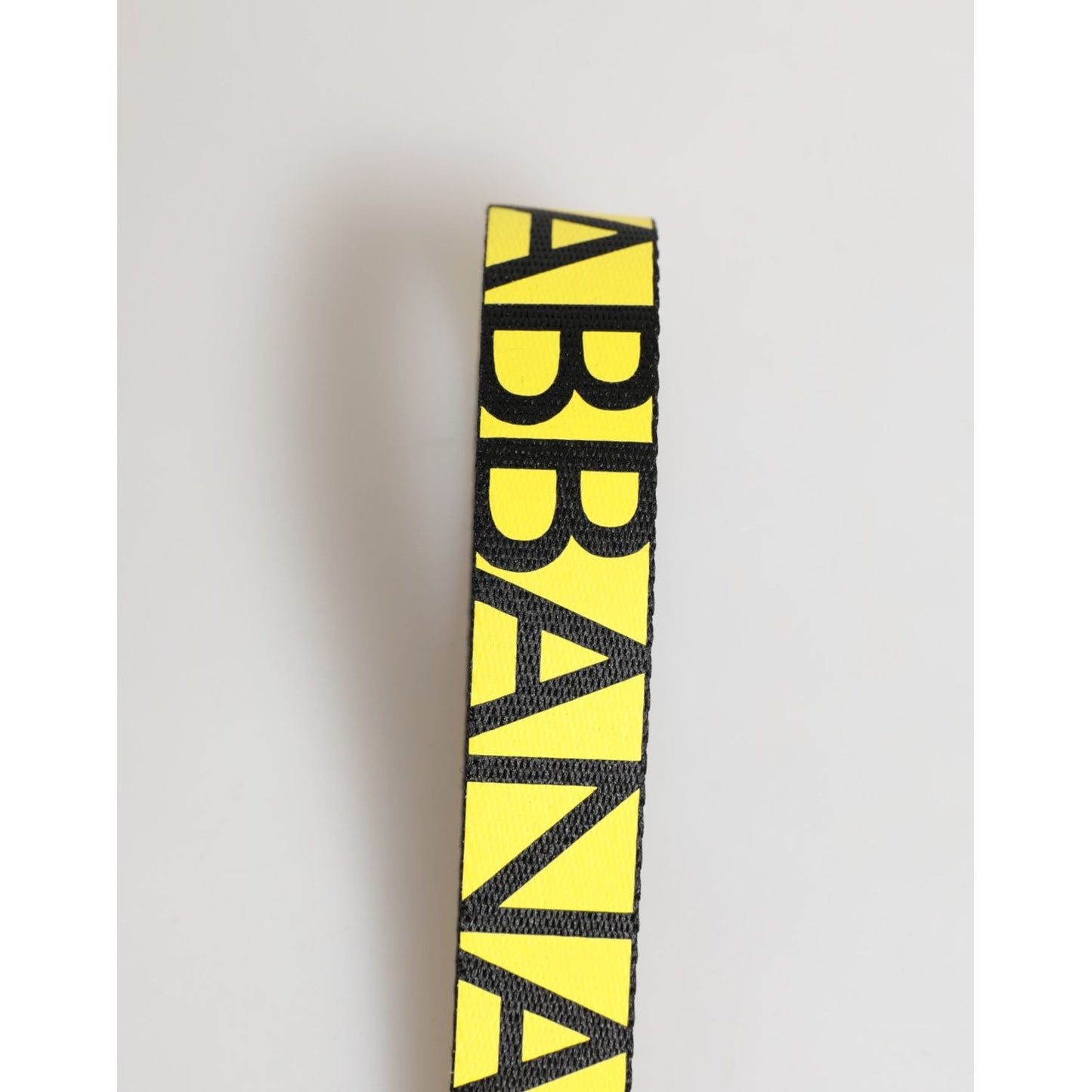 Dolce & Gabbana Yellow Logo Nylon Silver Brass Holder Keychain Keyring SMY11123