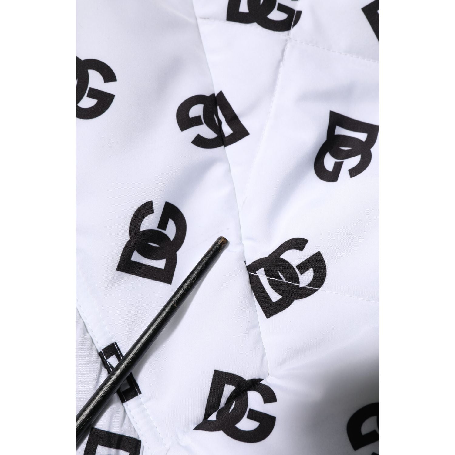 Dolce & Gabbana White DG Monogram Hooded Quilted Jacket