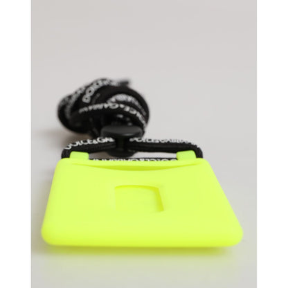 Dolce & Gabbana Yellow Green Rubber DG Embossed Adjustable Badge Holder