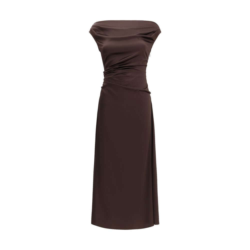 Staud Brown Silk Cocktail Dress