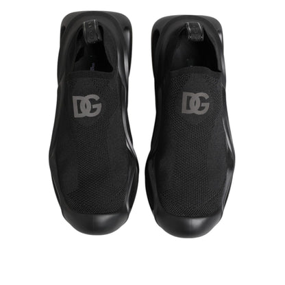 Dolce & Gabbana Black Slip On Wave Low Top Men Sneaker Shoes