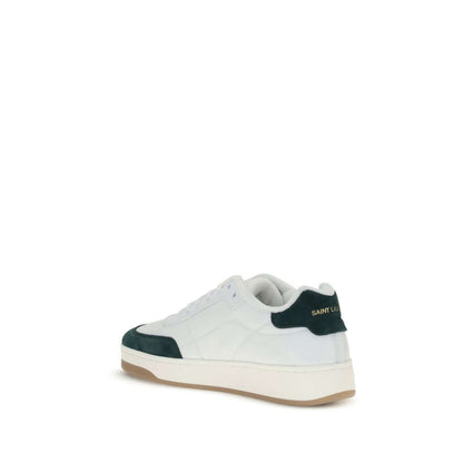 Saint Laurent White Calf Leather Bos Taurus Low Top Sneakers with suede panel and logo on side, AW25 collection, rubber sole.