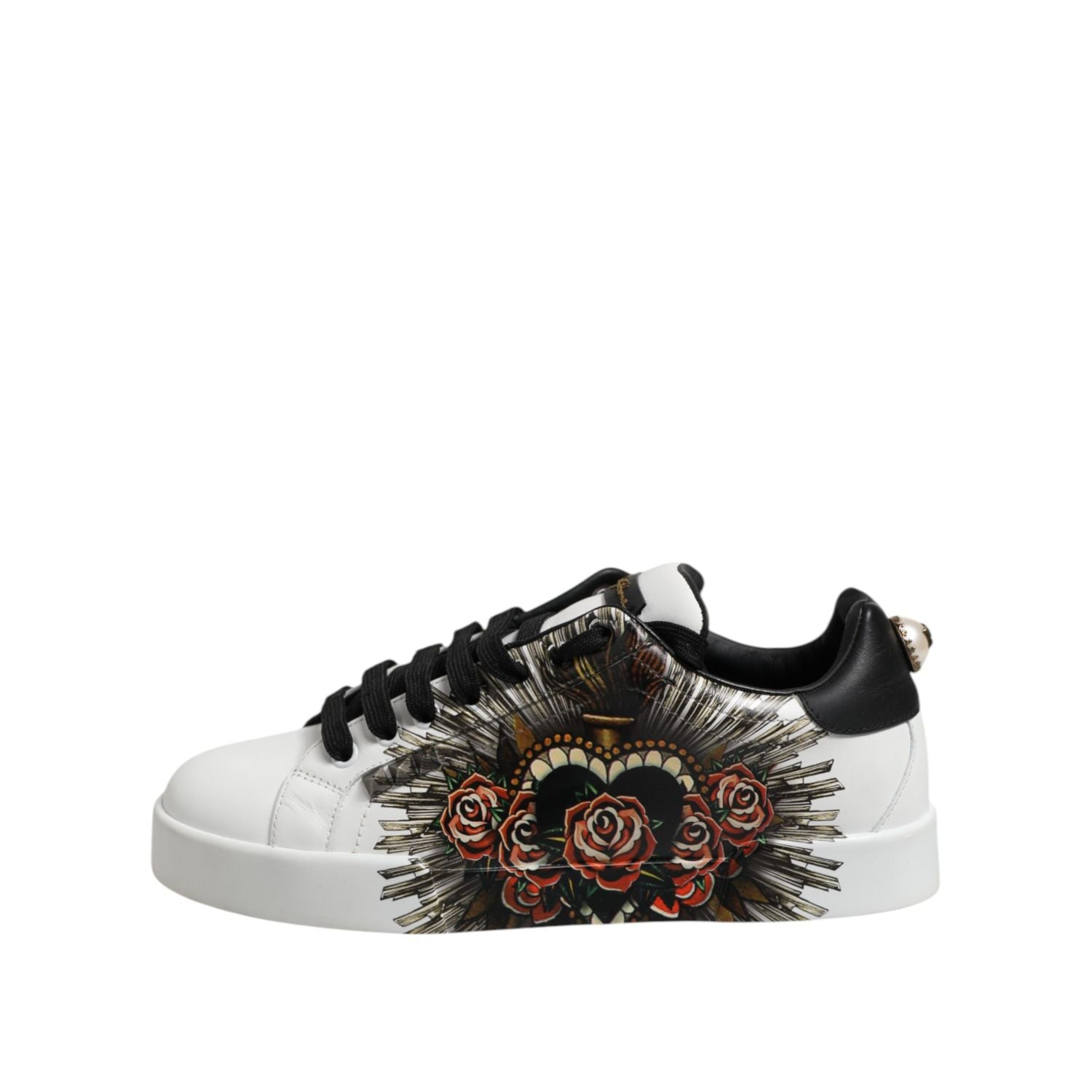 Dolce & Gabbana White Leather Portofino Lace Up Sneakers Shoes