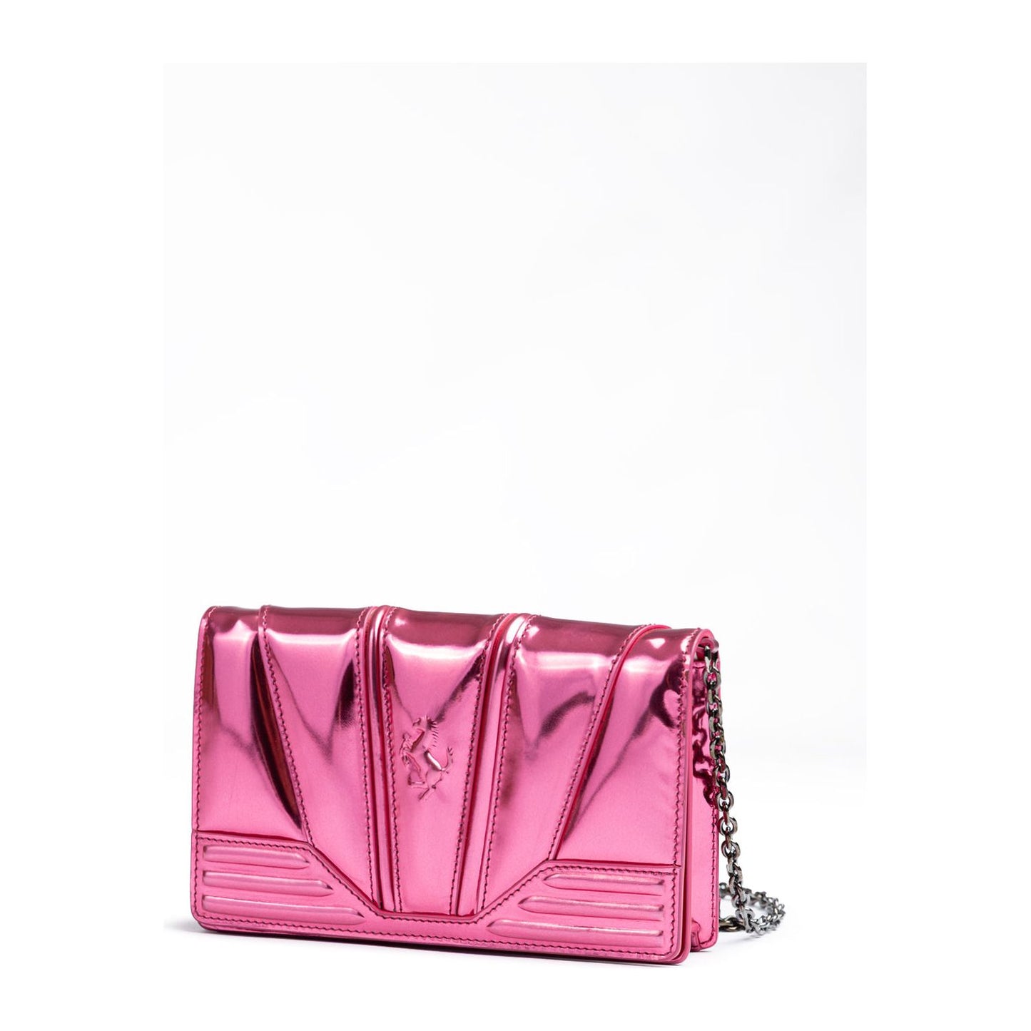 Ferrari Metal Pink GT patent leather bag with chain FE8056121179028