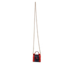Dolce & Gabbana Red Blue Leather Sicily Crossbody Chain SatchelBorse Bag