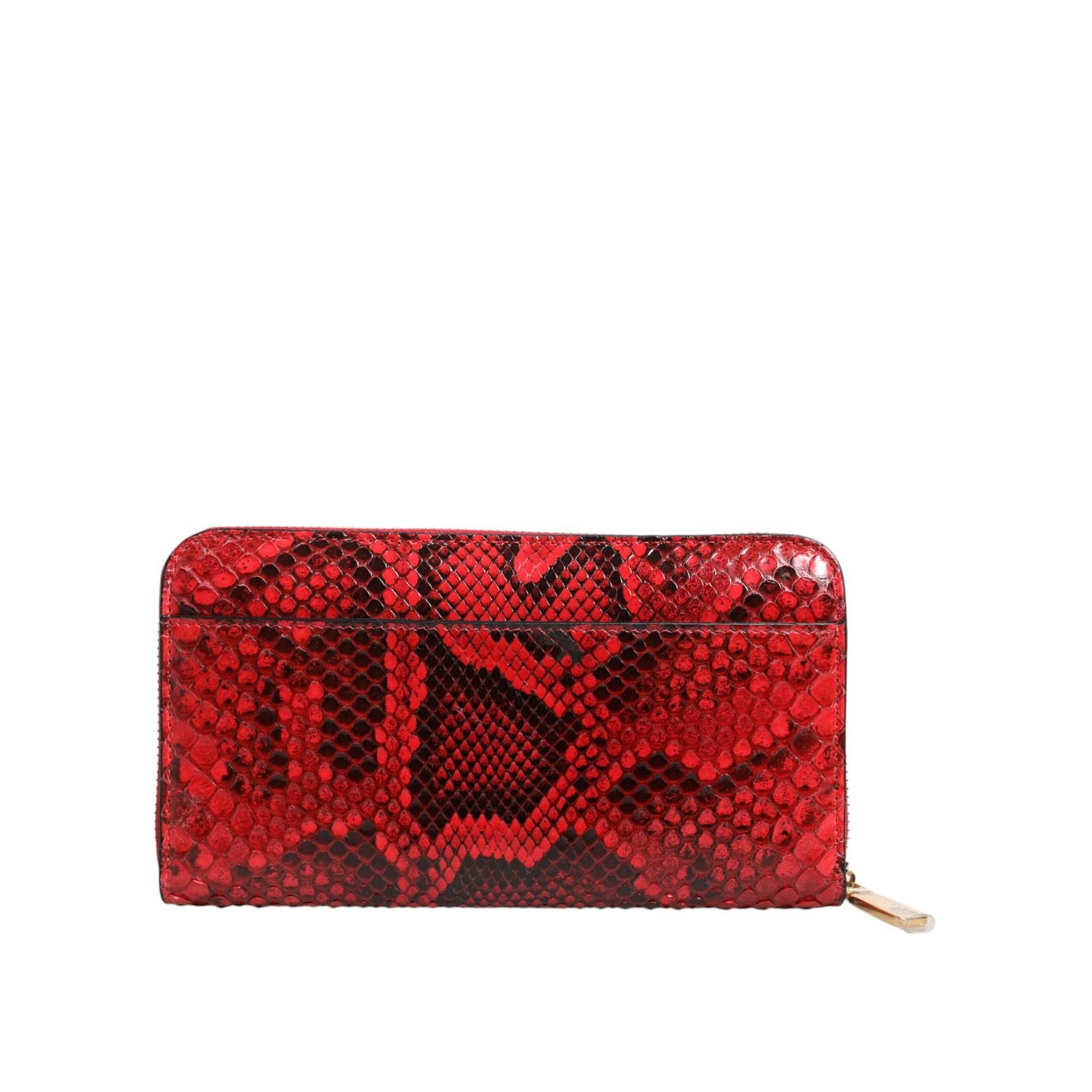 Dolce & Gabbana Red Exotic Leather Zip Around Continental Clutch Wallet