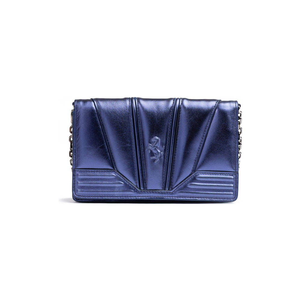 Ferrari Metal blue GT patent leather bag with chain FE8056121179073