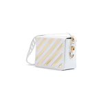Off-White White/Gold Metallic Stripe Crossbody Bag OF8056121179356