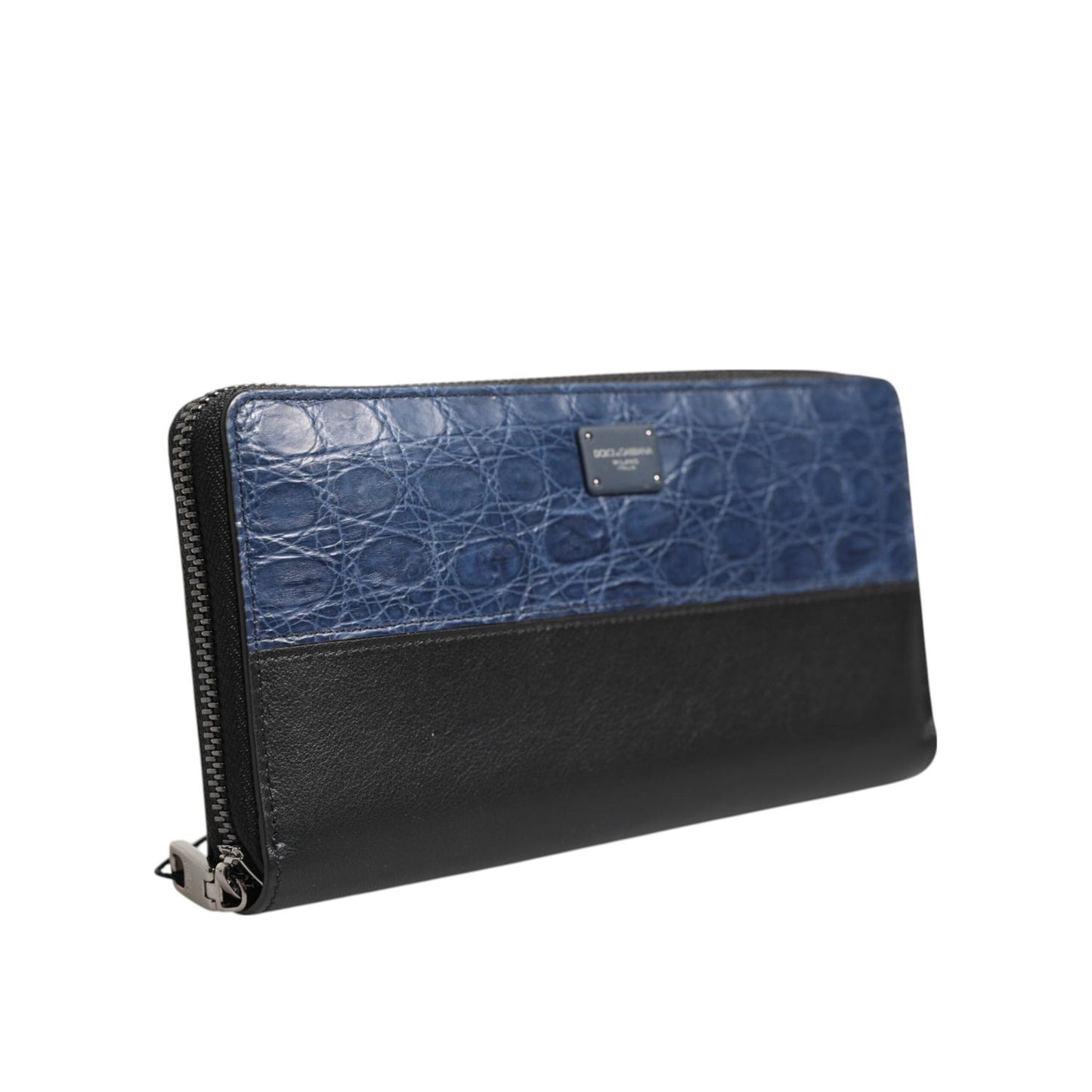 Dolce & Gabbana Black Blue Exotic Leather Men Continental Clutch Wallet BAG4696