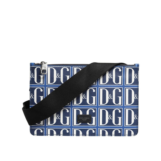 Dolce & Gabbana Blue White Leather D&G Logo Plaque Crossbody Borse Bag