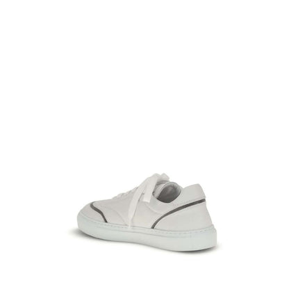 Brunello Cucinelli White Calf Leather Bos Taurus Low Top Sneakers