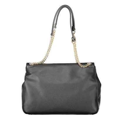 Elegant Twinset Black Polyethylene Women Handbag with chain handles and snap closure, perfect accessory for a chic wardrobe.