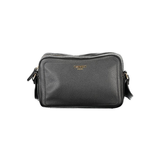 Twinset Black Polyethylene Women Handbag with adjustable shoulder strap.