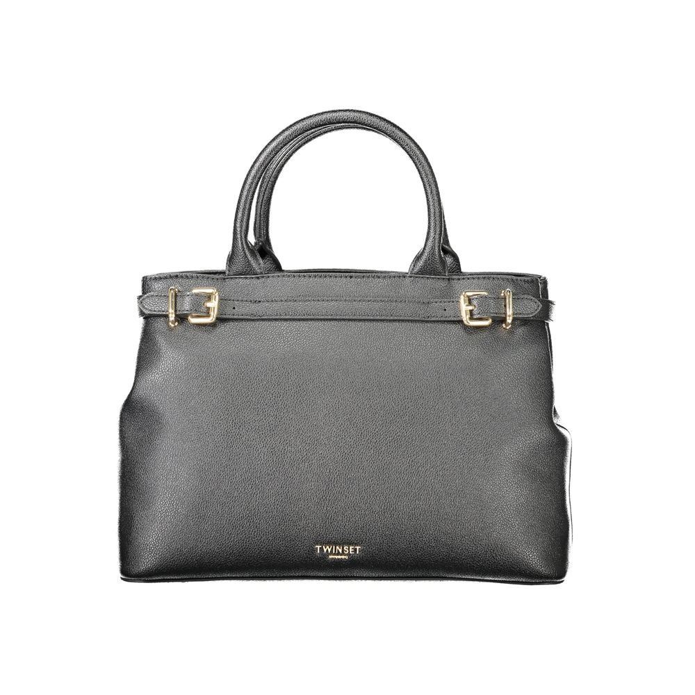 Twinset Black Polyethylene Women Handbag with sleek design and detachable shoulder strap, ideal for versatile day-to-night use.