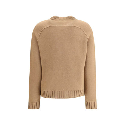 Back view of Gucci Beige Wool Sweatshirt featuring ribbed hem and cuffs, crafted from premium wool and cashmere for AW25 collection.