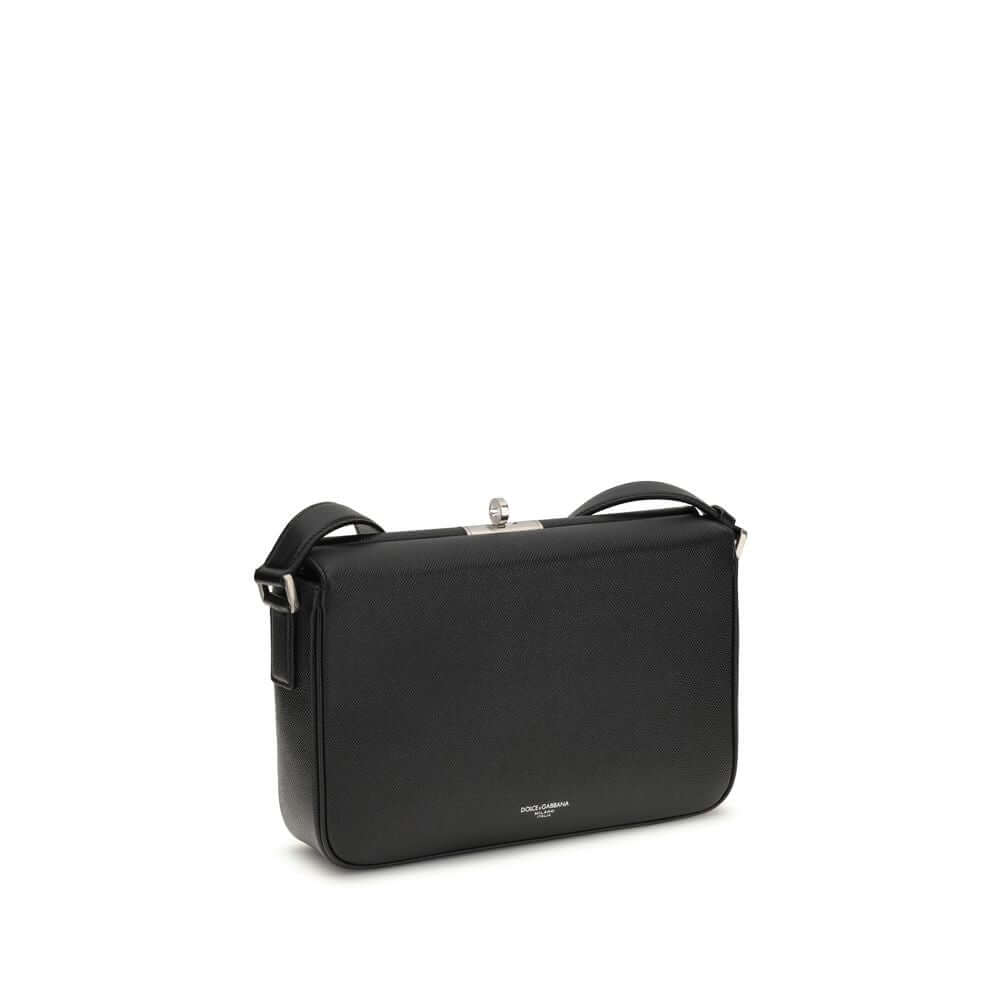 Dolce & Gabbana Black Calf Leather Bos Taurus Shoulder Bag